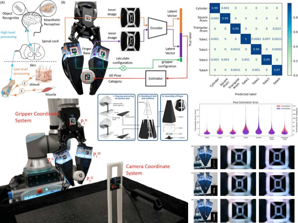 Bio-inspired Proprioceptive Touch of a Soft Finger with Inner-Finger Kinesthetic Perception